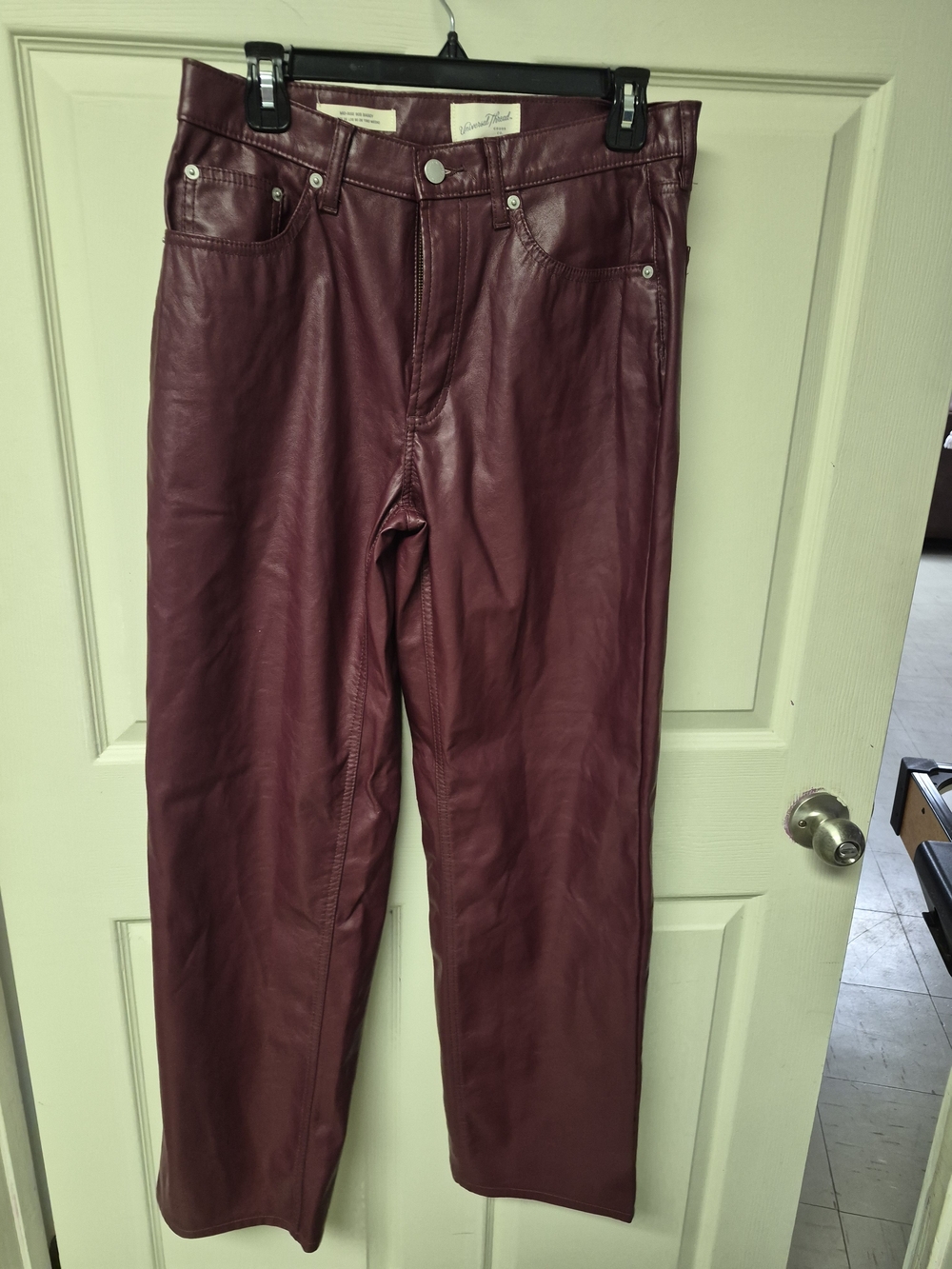 Universal Thread Women's Burgundy Straight Leather Pants
